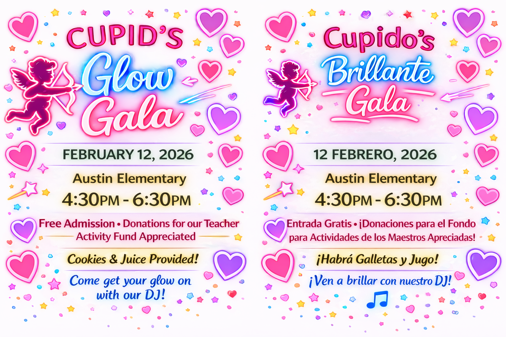 flyer for tonights cupid's glow gala dance