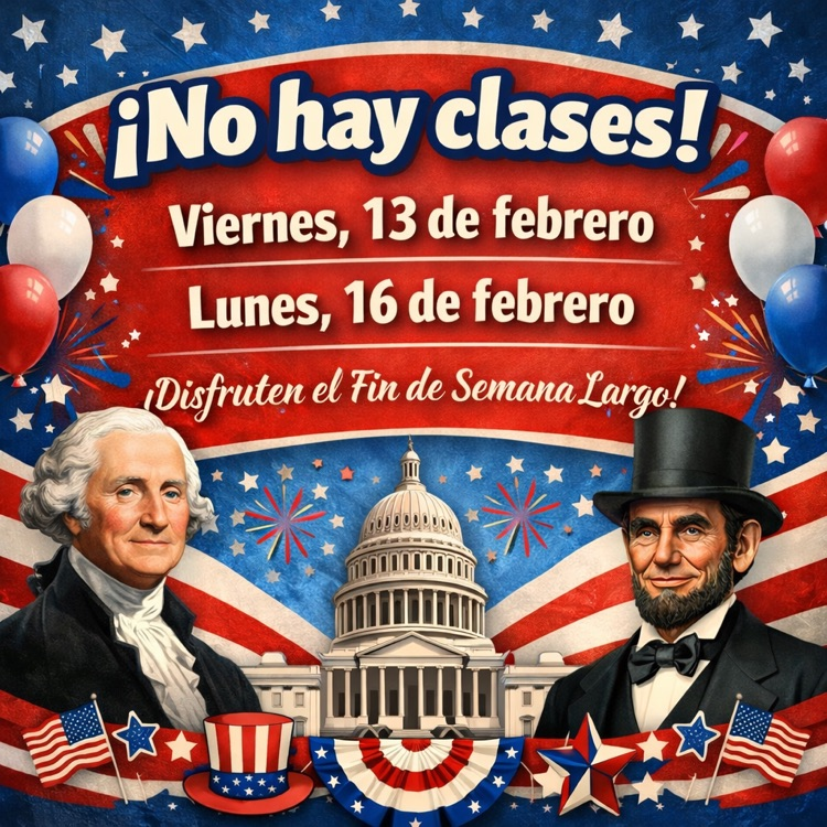 patriotic themed no school February 13 and 16