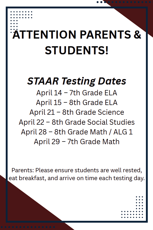 STAAR Testing Dates - 2026