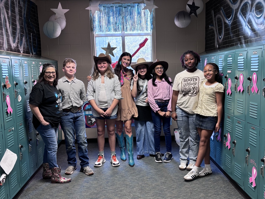 Staff and students dressed for Texans Day.