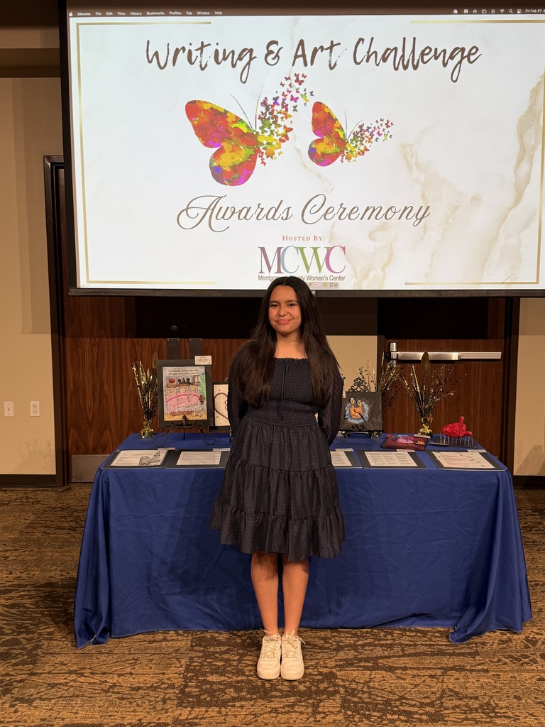 8th grader Madeline Duran won 2nd place in  the Montgomery  County Womens's Center Writing and Art Challenge Friday, February 27.