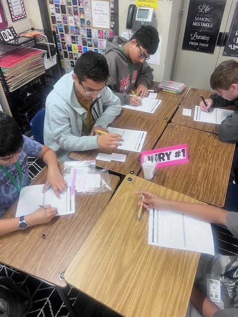 Mrs. McGowan's 8th Grade Language Arts students served jury duty today to examine evidence and deliberate verdicts of court cases after finishing reading the play 12 Angry Men.