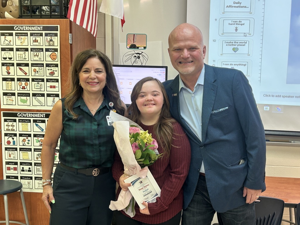 Picture of superintendent and student