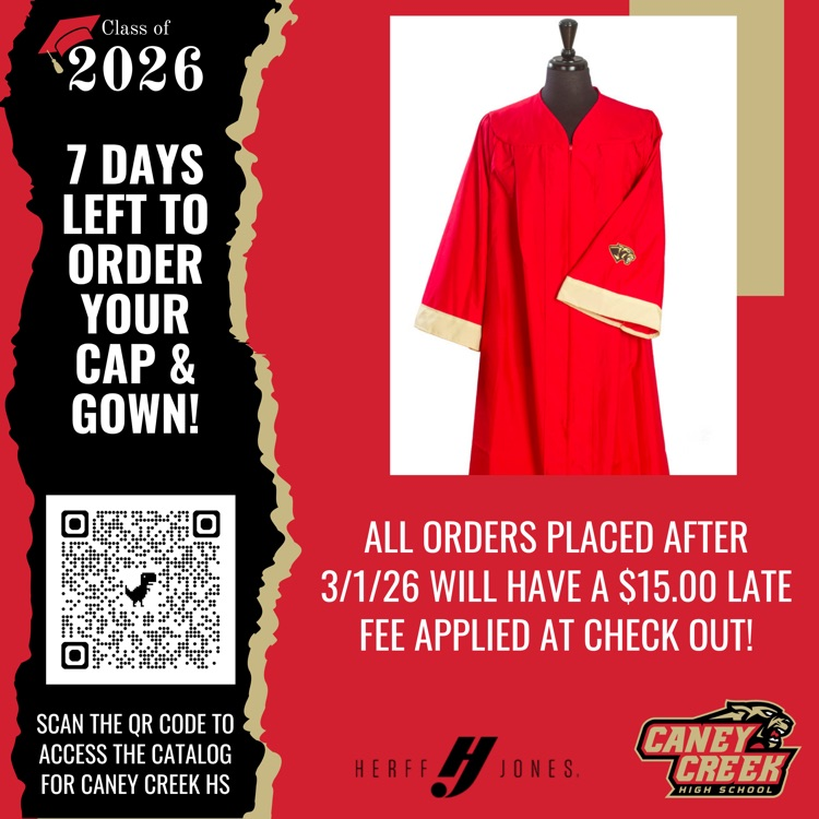 7 days left to order your cap and gown from Herff Jones