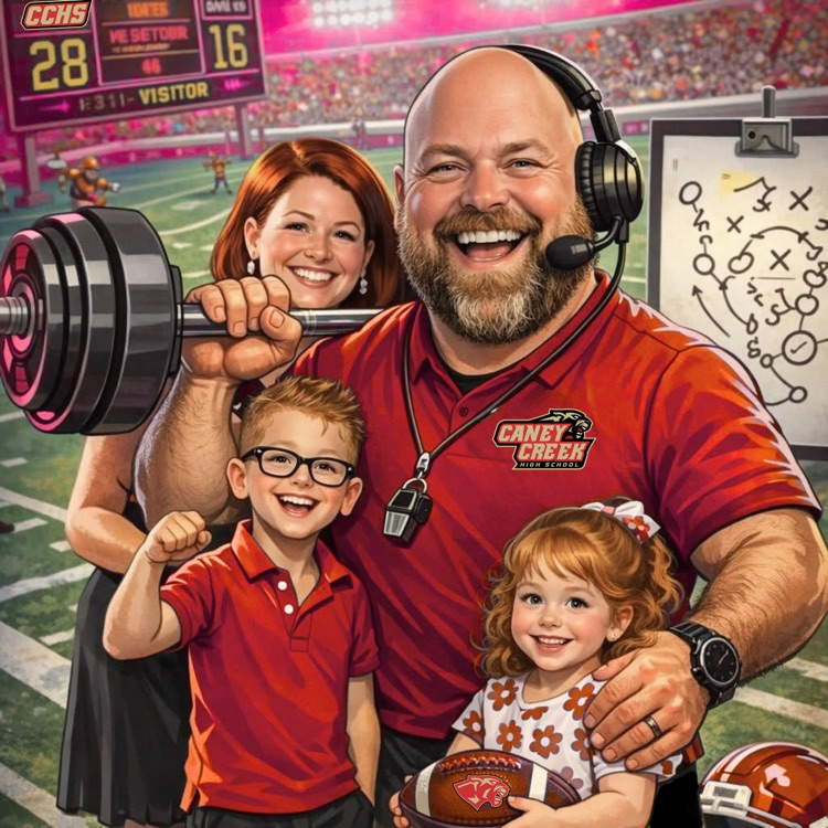 Coach Cobb and family caricature 