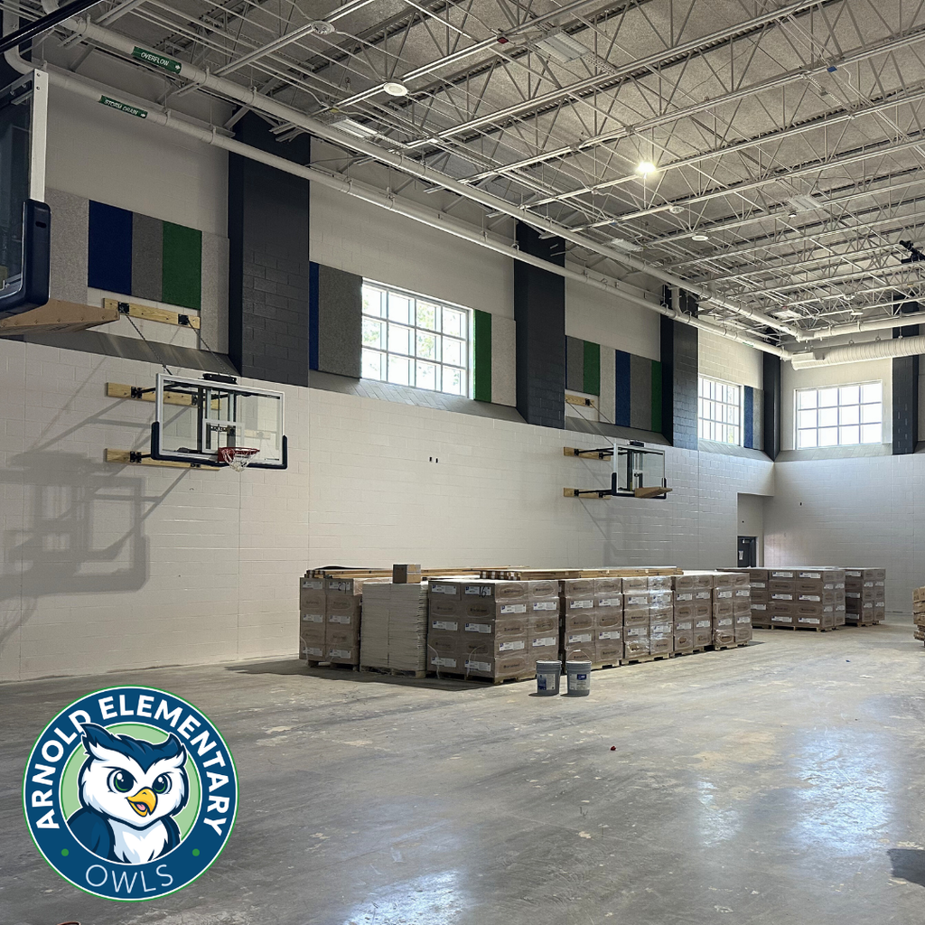 Gymnasium interior at Arnold Elementary under construction