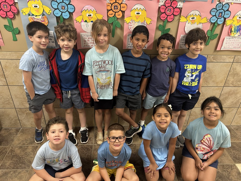 First graders wearing blue for Autism Awareness