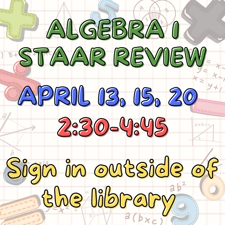 Algebra 1 STAAR review next week