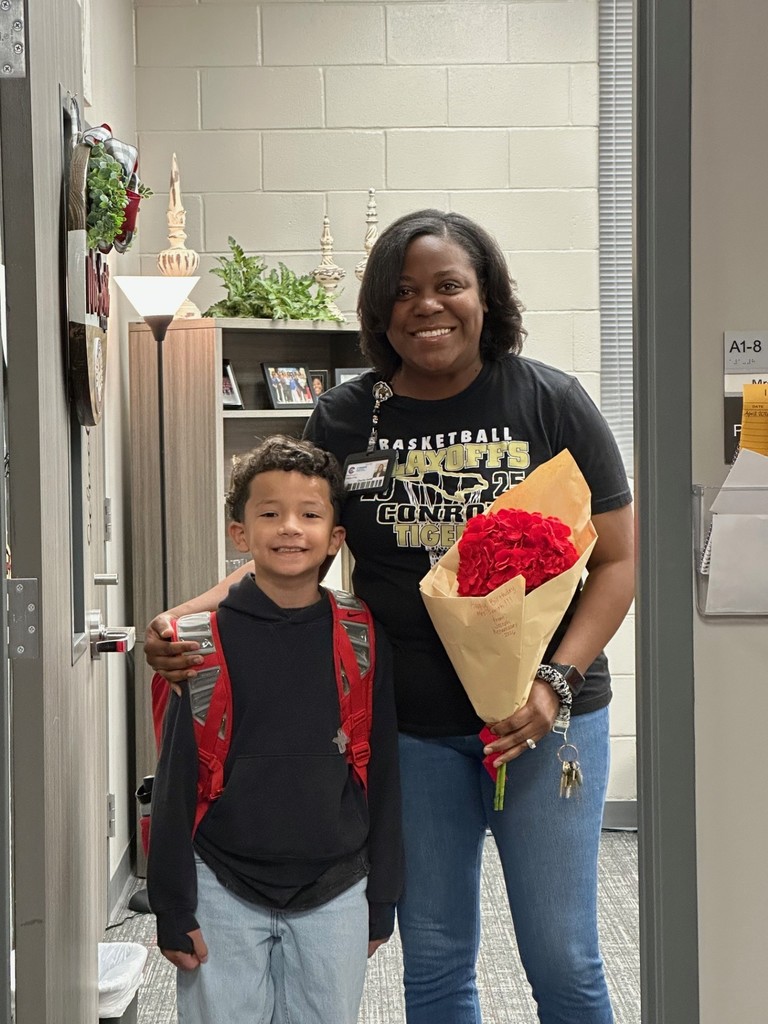 One student came to Mrs. Smith's office to give her flowers.
