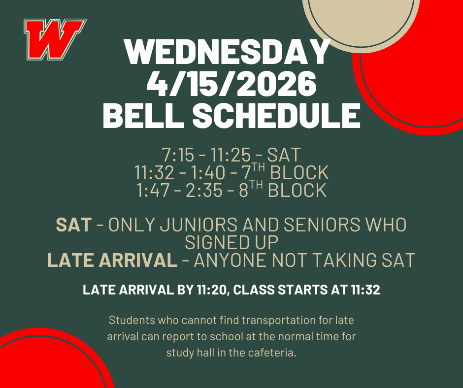 Bell Schedule for Wed 4/15