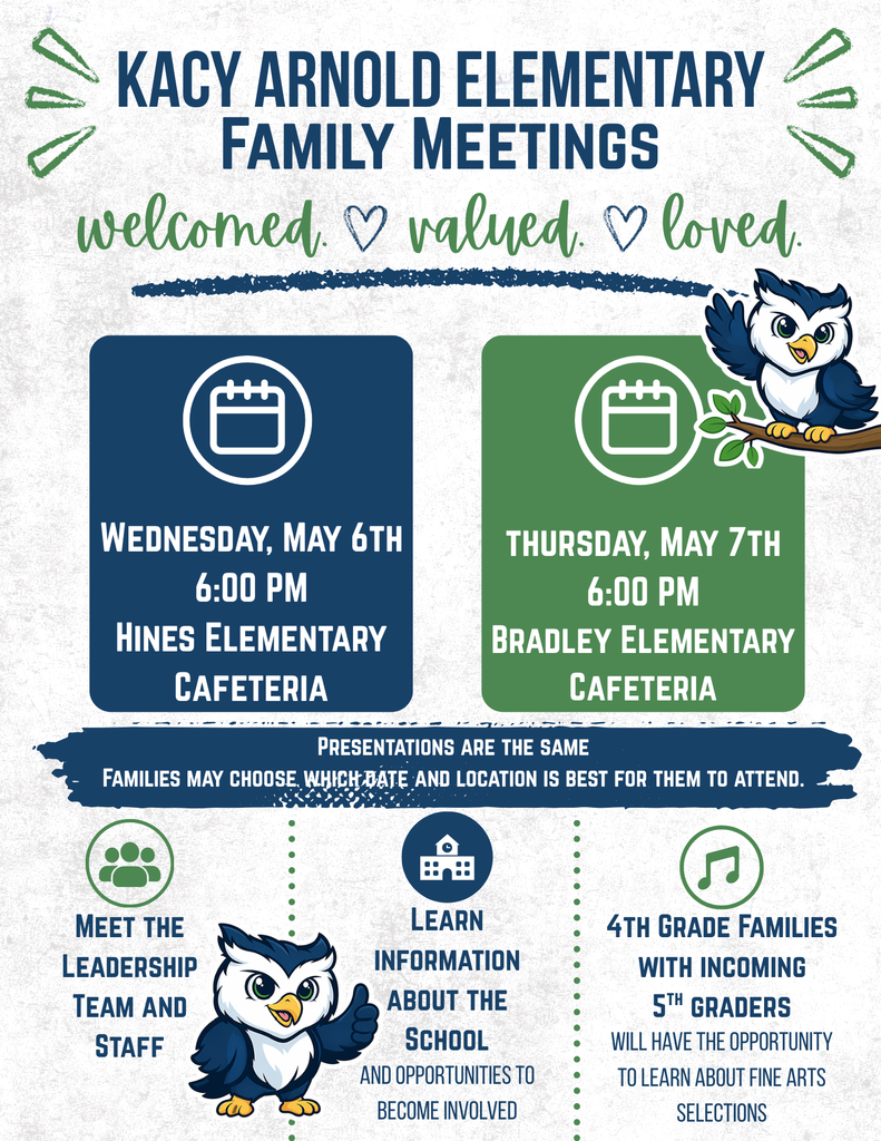 blue and green writing with owl mascot