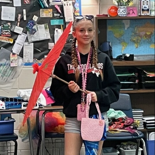 Freshmen students having fun during their Fashion Show speaking test for Level 1 French 🥐🇫🇷😎 