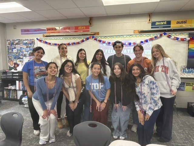The French students at TWHS celebrated a successful end of the year. The team placed second at the Texas French Symposium, with Maria Jose Ibarra placing 6th overall and Kaissa Hecham placing 4th. We had 4 1st places, 13 second places,12 3rd places, 3 fourth places, seven 5th places and 6 sixth places.     In the Grand Concours exam, we had 5 gold, 10 silver and 9 bronze medals. Seventeen students received honorable mention and twelve received merit.     TWHS’s Chapter of the French National Honor Society also gave out 16 graduation cords to seniors. 
