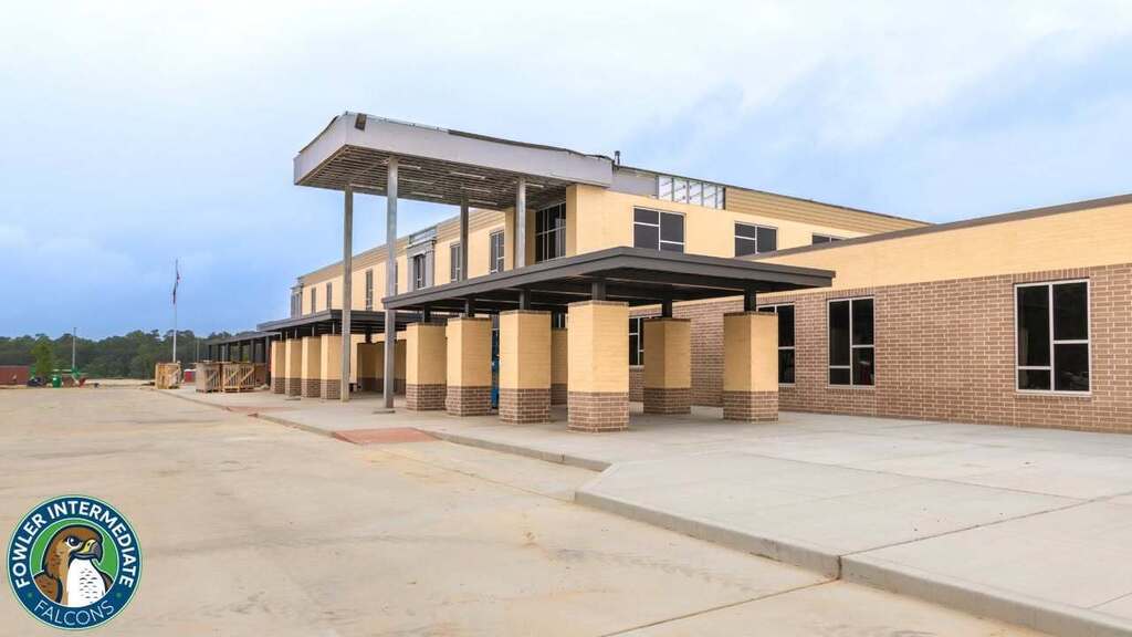 The entrance of Fowler Intermediate during construction.