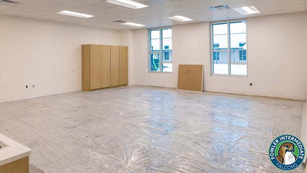 Construction progress of a classroom at Fowler Intermediate