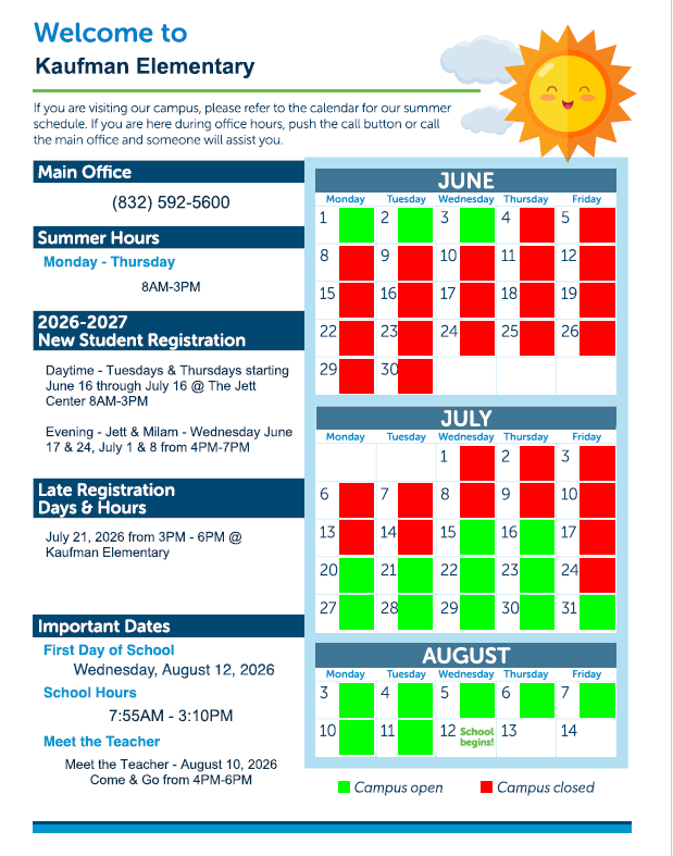 Summer calendar