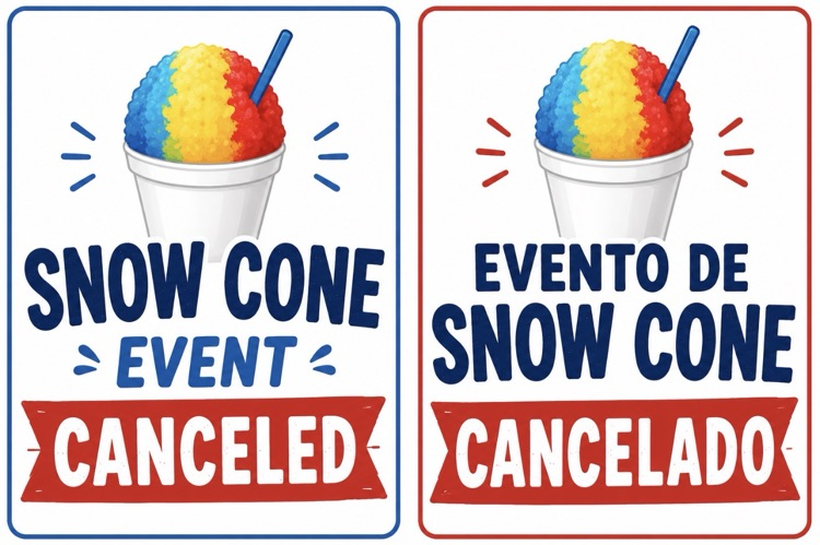 snow cone event canceled