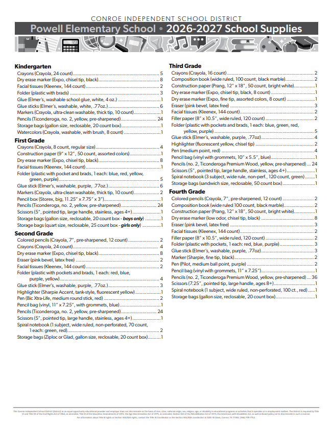 School Supply Lists