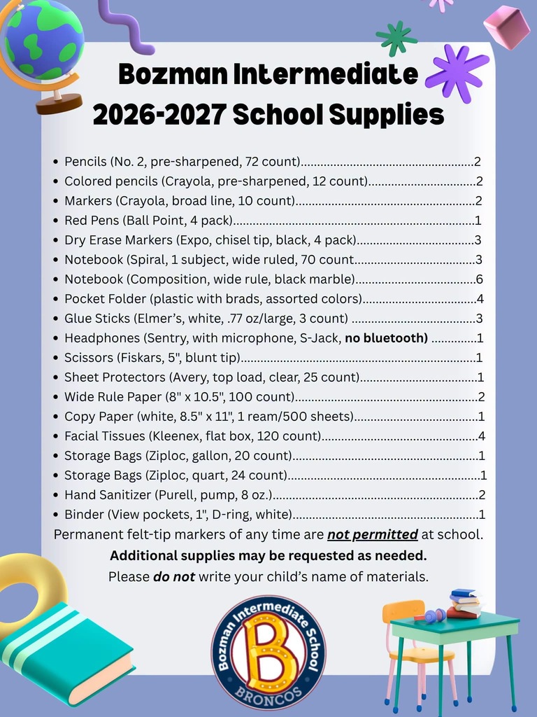 school supply list
