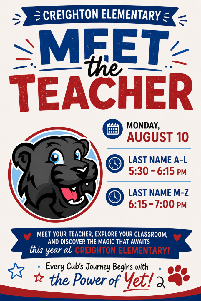 Meet the teacher at Creighton elementary, August 10.