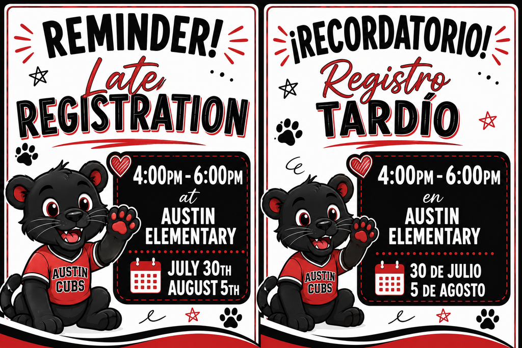 Late registration flyer with panther cub.