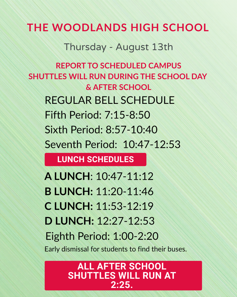 bell schedule first week of school