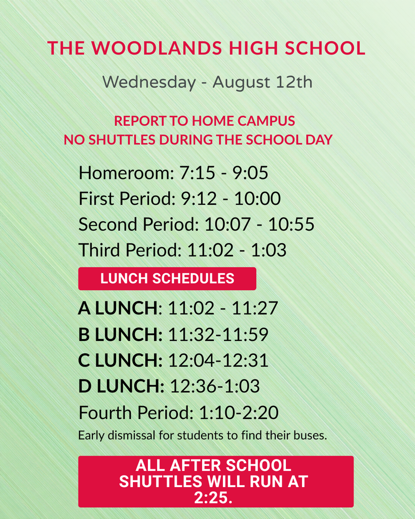 bell schedule first week of school