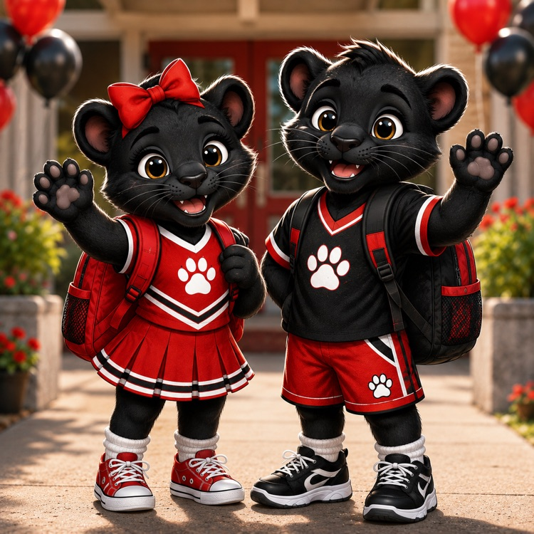 boy and girl cubs ready for school with backpacks