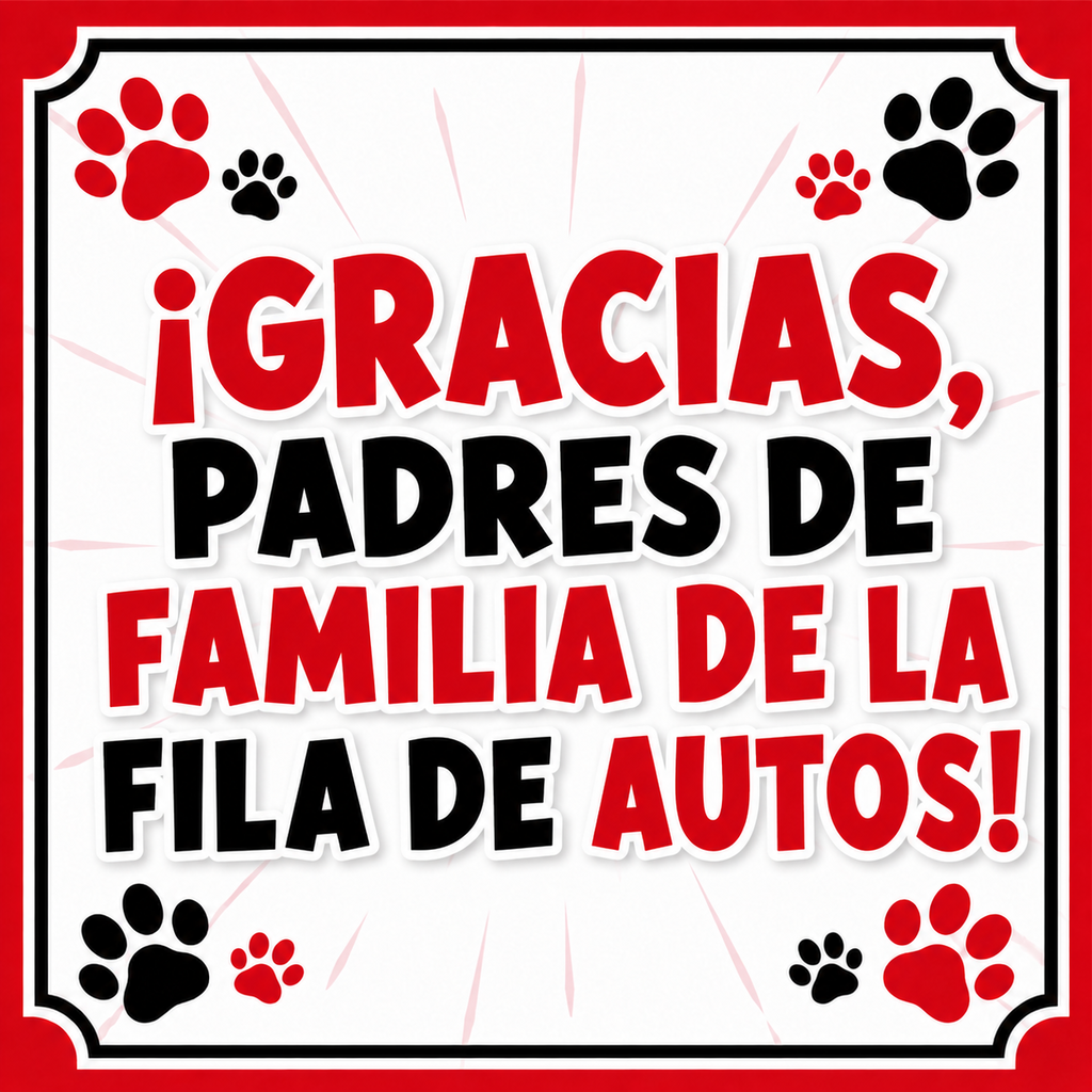 Gracias padres de familia de la fila de autos