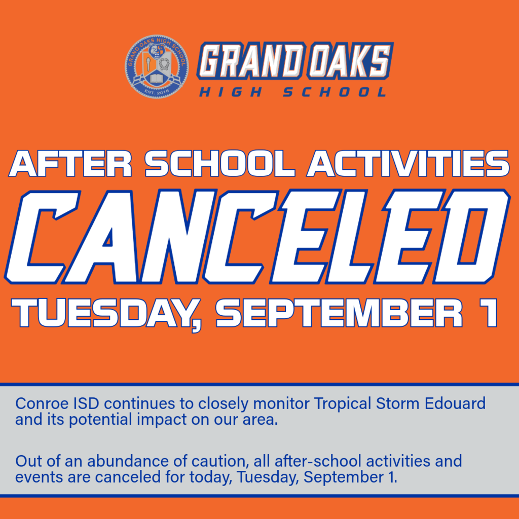 after school activities canceled Tuesday, Sept. 1