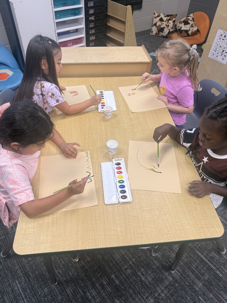 PreK painting with watercolors