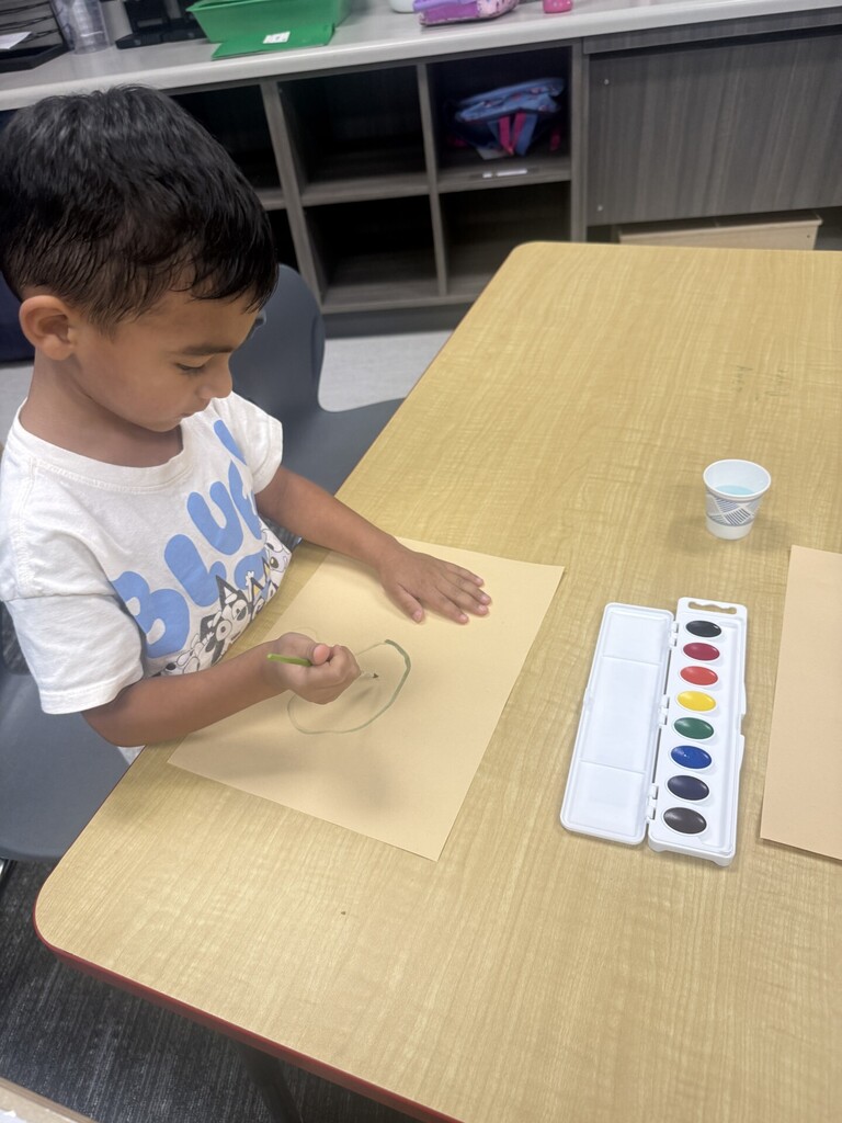 PreK painting with watercolors
