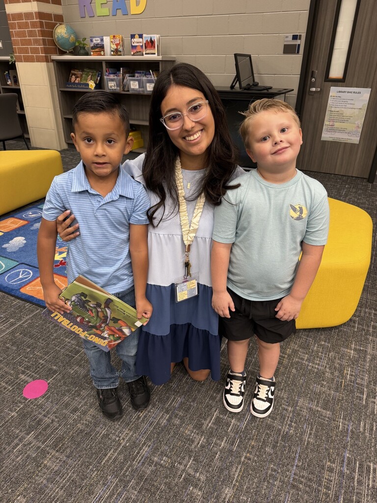 Students in blue for Mrs. Barber's birthday
