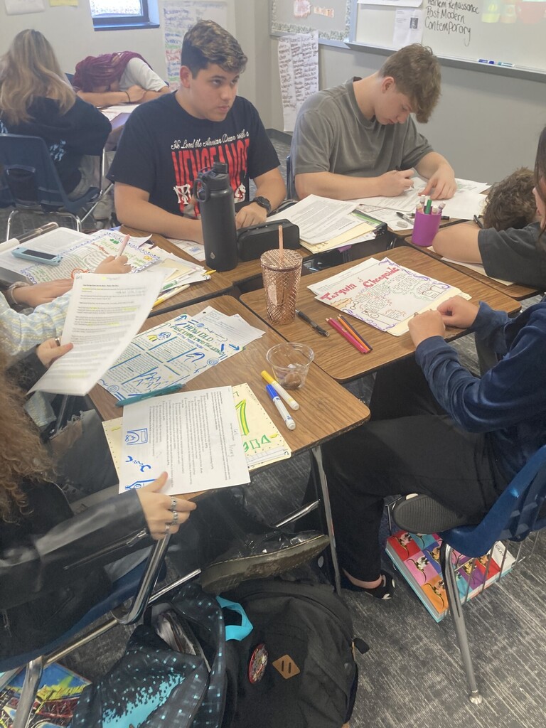 English III are creating a visual analysis of their selected primary source for their Era's project. 
