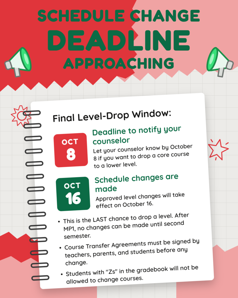 Schedule change deadline!