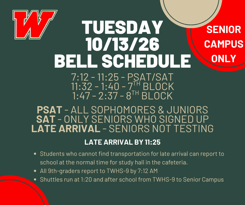 senior campus bell schedule 10/13