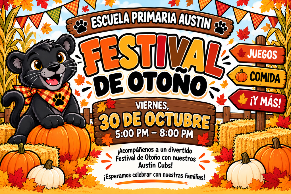 ¡Los esperamos en nuestro Festival de Otoño este viernes 30 de octubre de 5–8 PM! ¡Juegos, comida y diversión en familia!