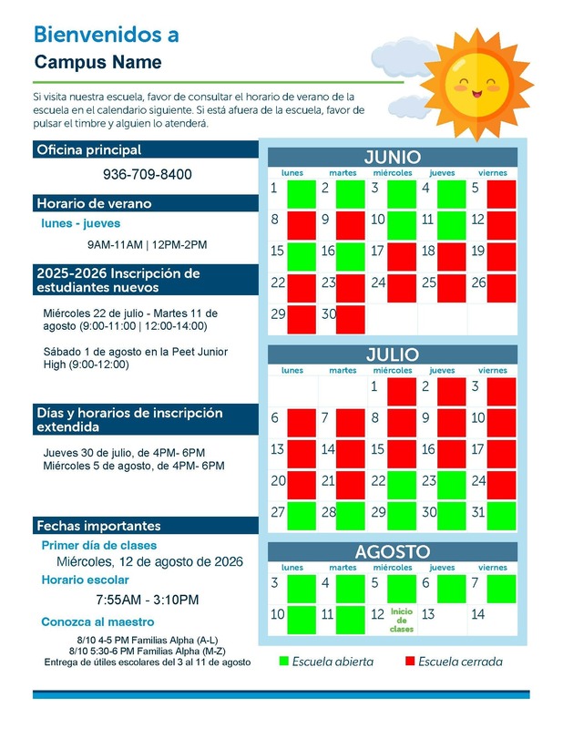 Summer Hours Spanish