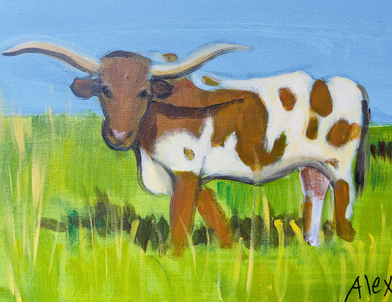 Painting of a longhorn