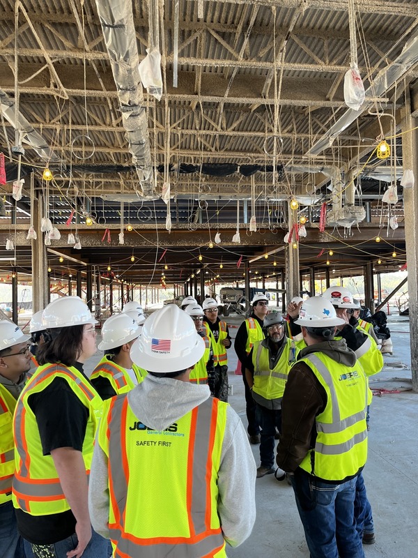 Construction students touring a work site