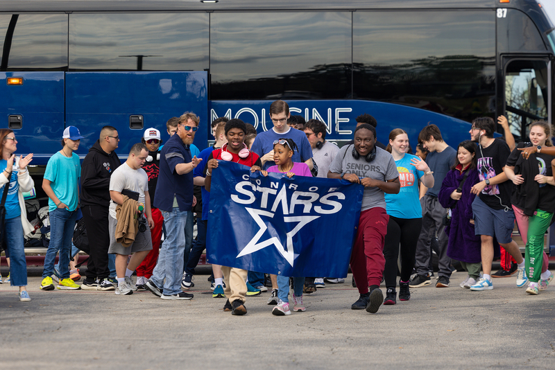 Students parading before a competition