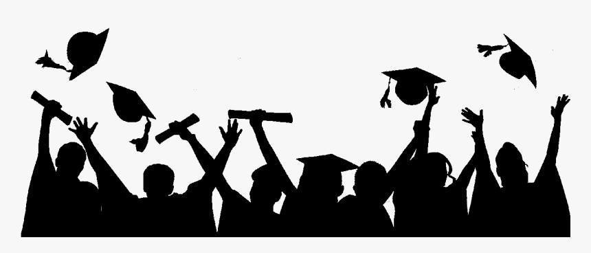silhouette of graduates throwing hats