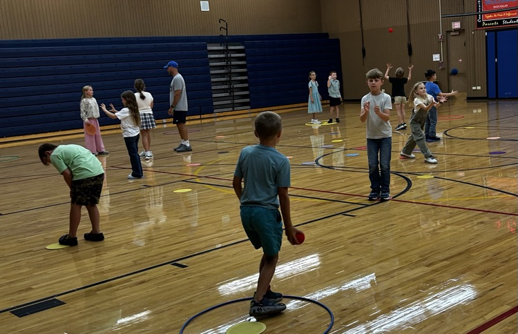 Students playing a game in PE