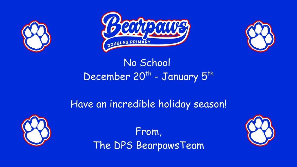 Blue flyer giving the dates of the holiday break.