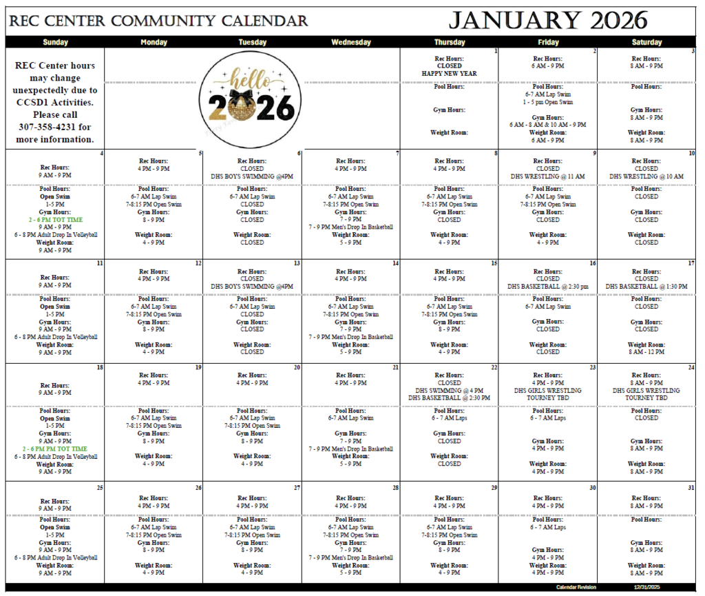 Jan Community Calendar