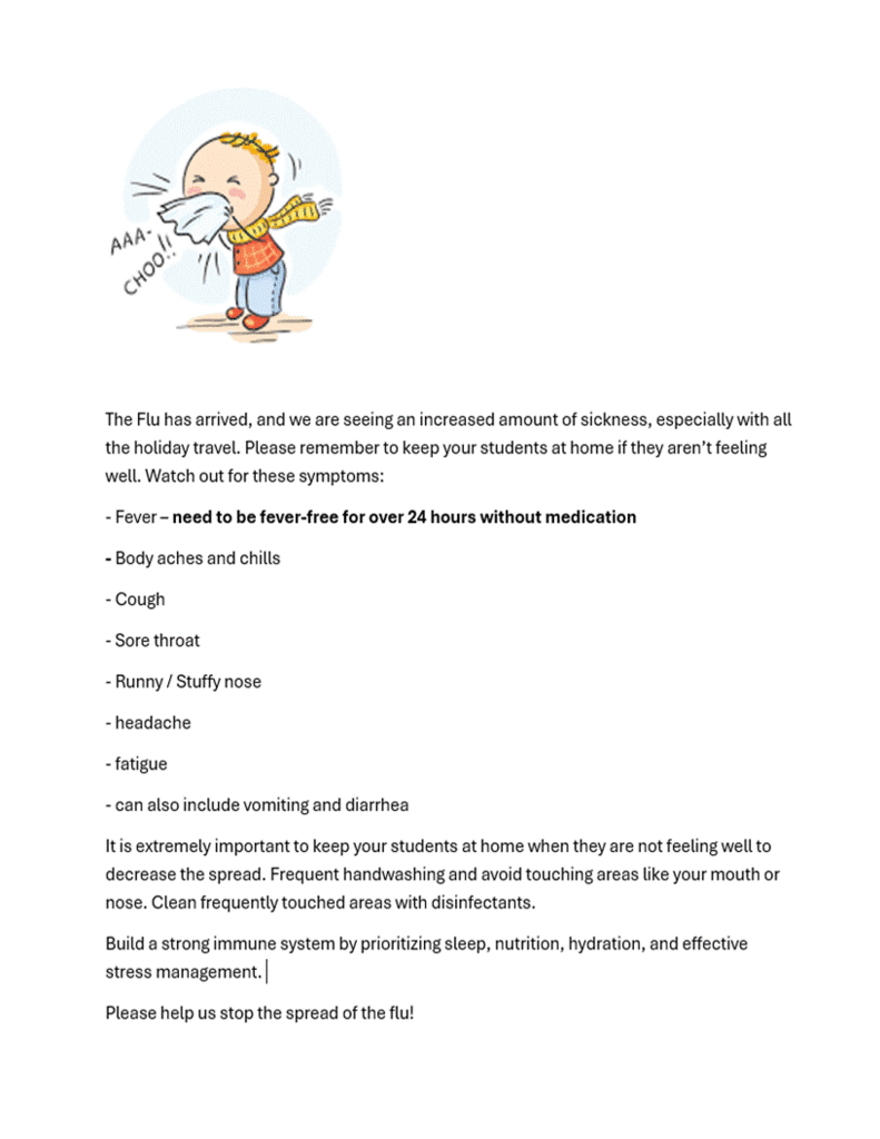 Flu season symptoms and reminders