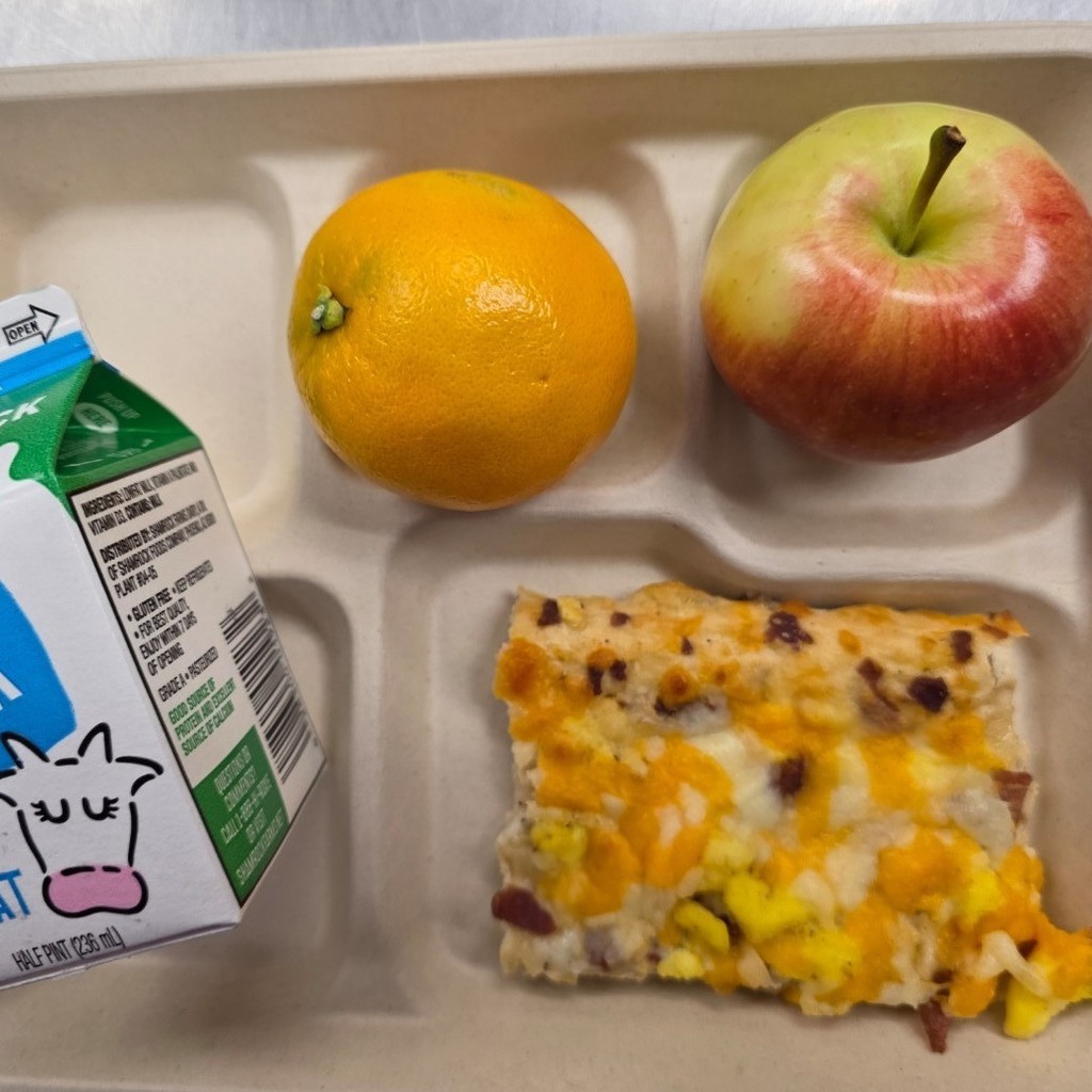 pizza, apple, orange, milk