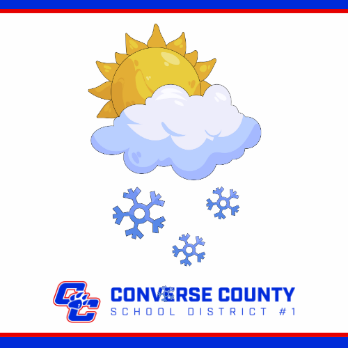 sun and clouds with Converse County School District #1 logo