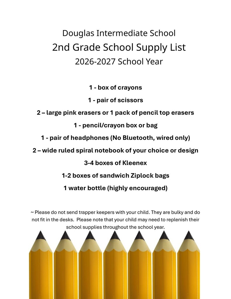 School supply lists for grade 2