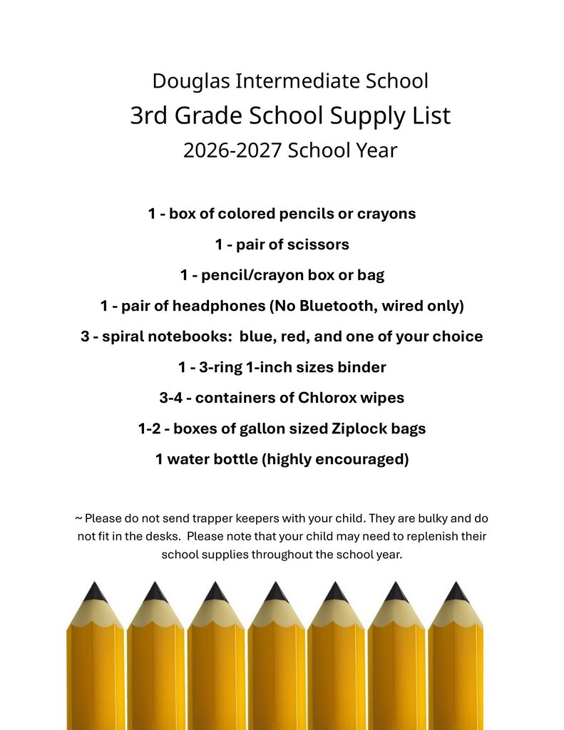 School supply lists for grade 3